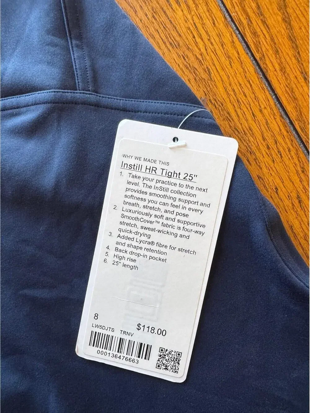 Lululemon Instill High Rise 25” True Navy Size 8 NWT